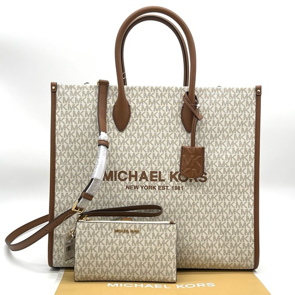 Michael Kors Large Mirella Tote Bag & Double Zip Wallet Wristlet - Picture 1 of 11